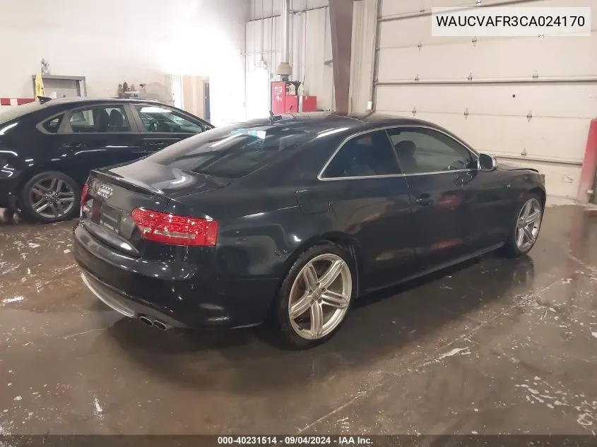 2012 Audi S5 4.2 Premium Plus VIN: WAUCVAFR3CA024170 Lot: 40231514