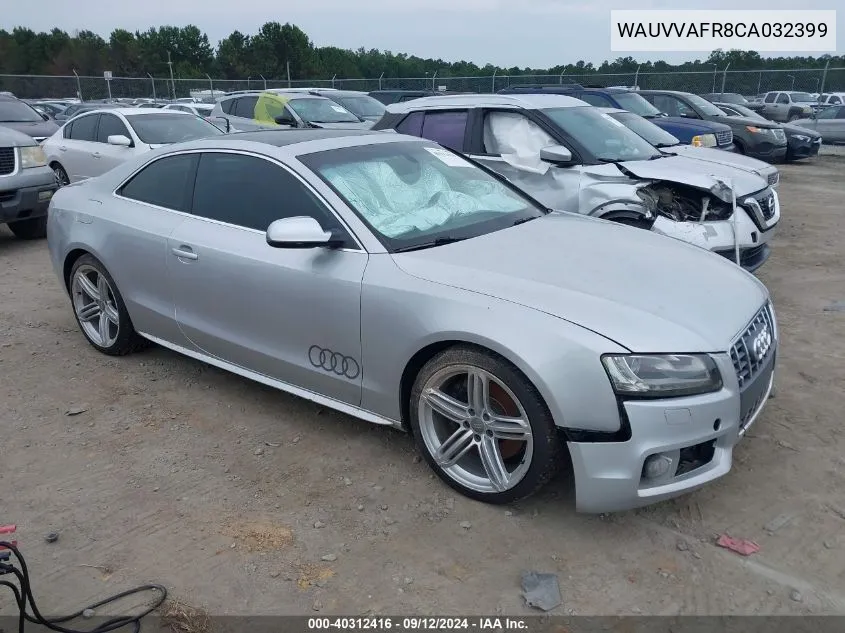 2012 Audi S5 4.2 Premium Plus VIN: WAUVVAFR8CA032399 Lot: 40312416