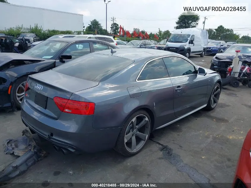 2013 Audi S5 Prestige VIN: WAUVGAFR0DA028455 Lot: 40218485