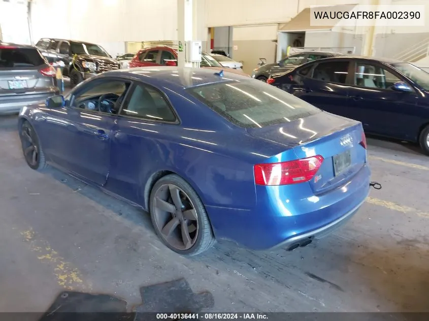 2015 Audi S5 3.0T Premium Plus VIN: WAUCGAFR8FA002390 Lot: 40136441