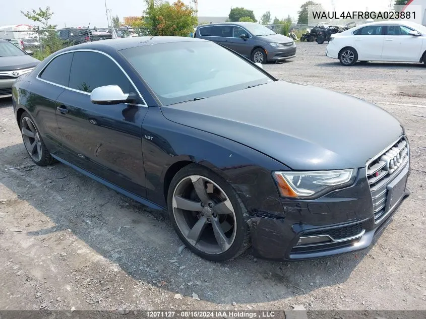 2016 Audi S5 VIN: WAUL4AFR8GA023881 Lot: 12071127