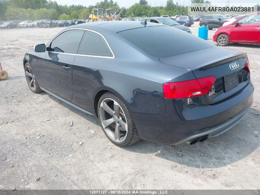 2016 Audi S5 VIN: WAUL4AFR8GA023881 Lot: 12071127