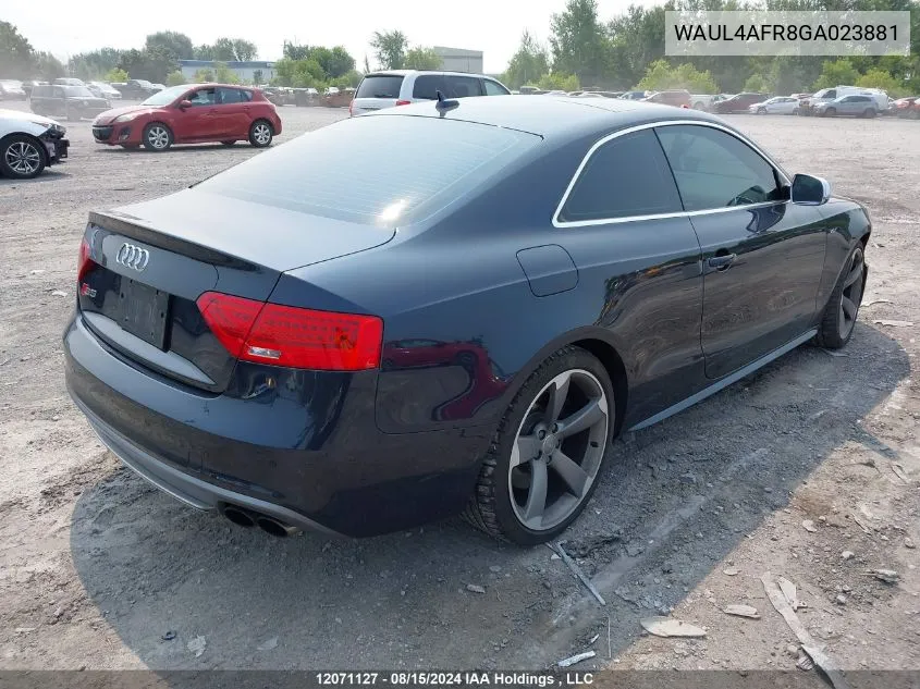 2016 Audi S5 VIN: WAUL4AFR8GA023881 Lot: 12071127