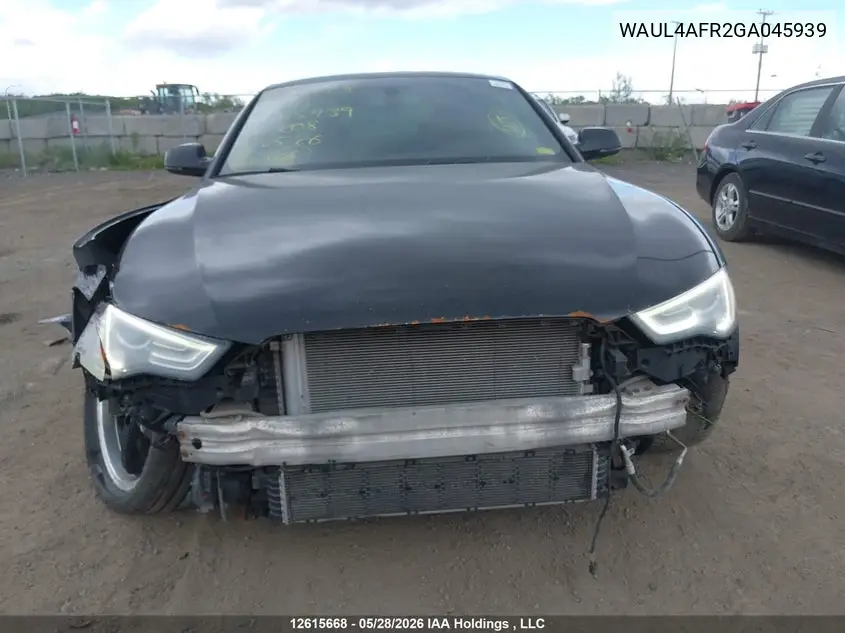 2016 Audi S5 VIN: WAUL4AFR2GA045939 Lot: 12615668