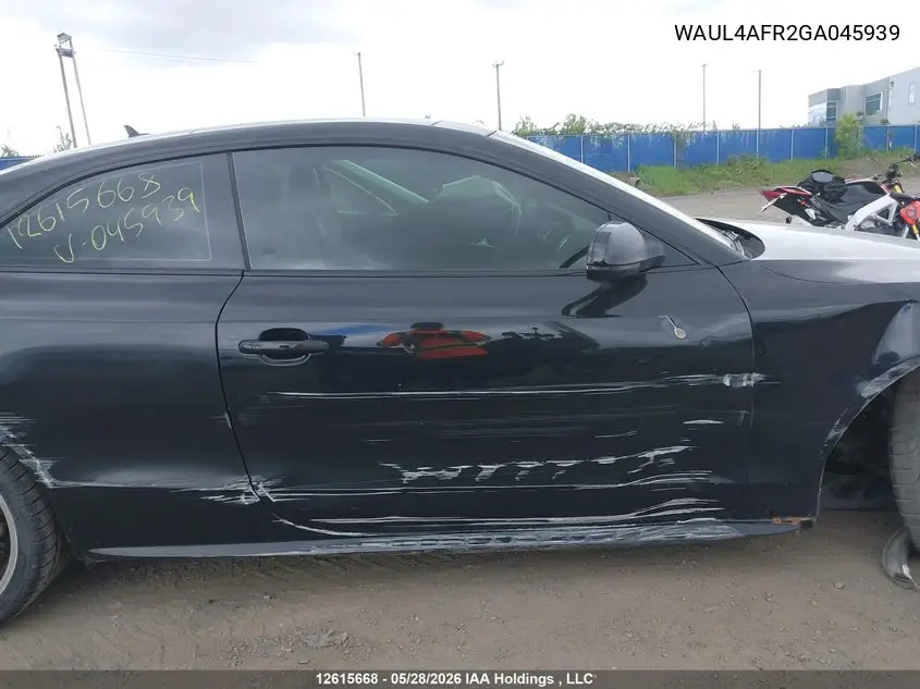 2016 Audi S5 VIN: WAUL4AFR2GA045939 Lot: 12615668