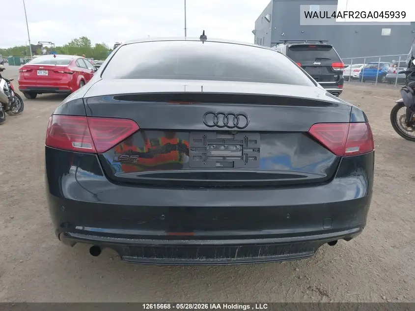 2016 Audi S5 VIN: WAUL4AFR2GA045939 Lot: 12615668