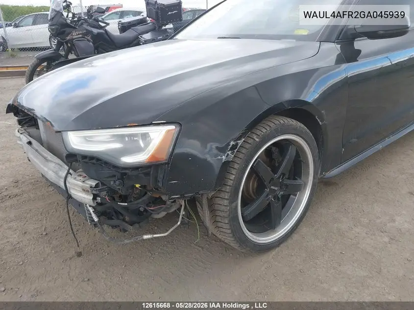 2016 Audi S5 VIN: WAUL4AFR2GA045939 Lot: 12615668