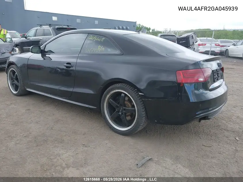 2016 Audi S5 VIN: WAUL4AFR2GA045939 Lot: 12615668