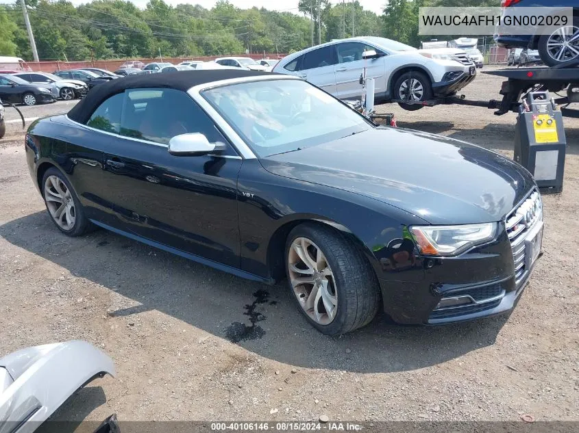 2016 Audi S5 3.0T Premium Plus VIN: WAUC4AFH1GN002029 Lot: 40106146