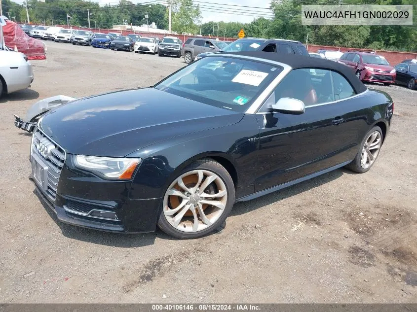 2016 Audi S5 3.0T Premium Plus VIN: WAUC4AFH1GN002029 Lot: 40106146