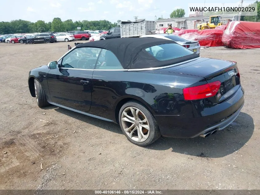 WAUC4AFH1GN002029 2016 Audi S5 3.0T Premium Plus