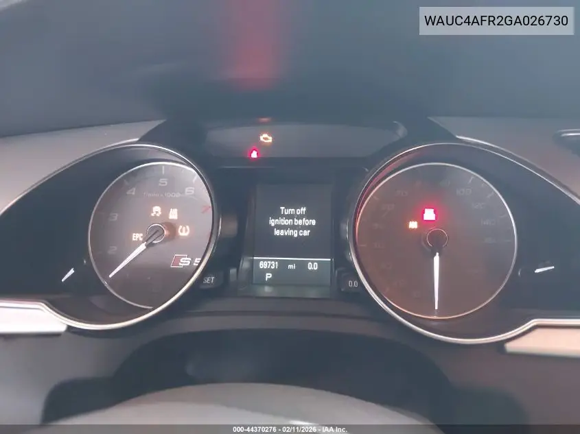 WAUC4AFR2GA026730 2016 Audi S5 3.0T Premium Plus