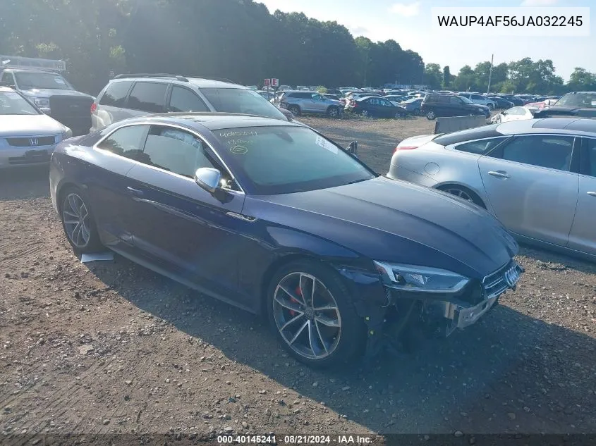 2018 Audi S5 Premium Plus VIN: WAUP4AF56JA032245 Lot: 40145241