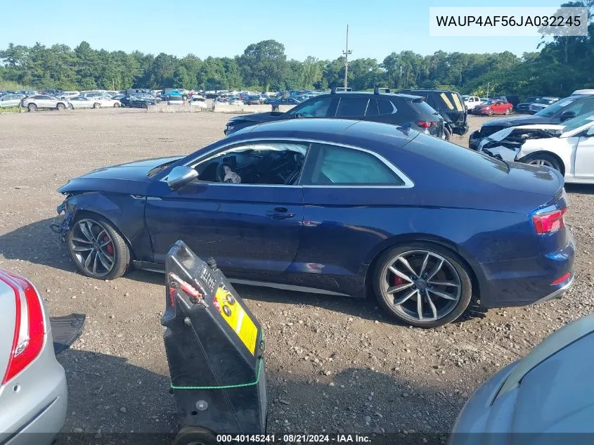 2018 Audi S5 Premium Plus VIN: WAUP4AF56JA032245 Lot: 40145241