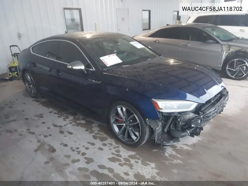 2018 Audi S5 Prestige VIN: WAUC4CF58JA118702 Lot: 40257401