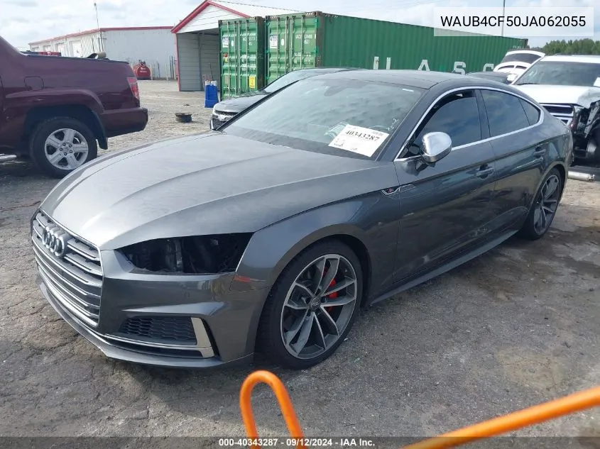 2018 Audi S5 3.0T Premium Plus VIN: WAUB4CF50JA062055 Lot: 40343287