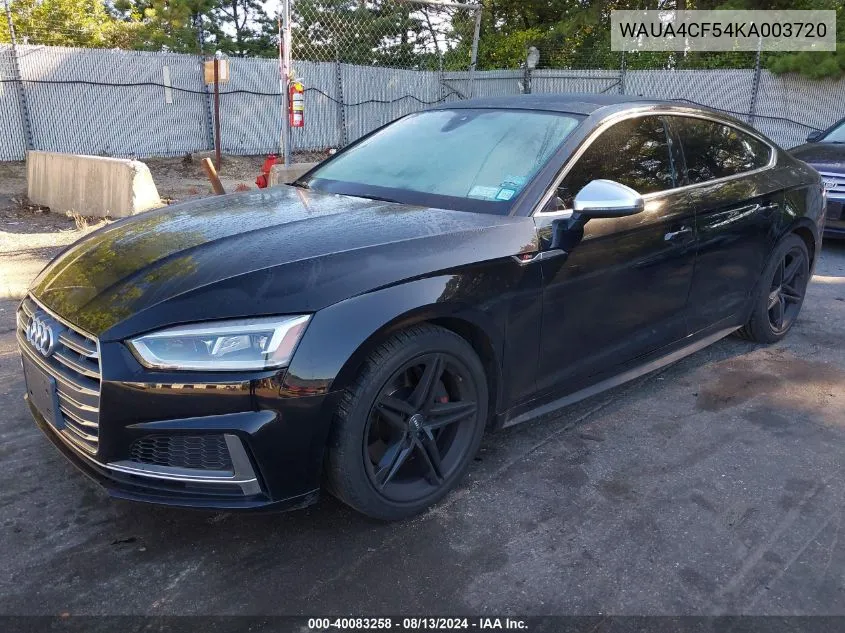 2019 Audi S5 Sportback Premium VIN: WAUA4CF54KA003720 Lot: 40083258