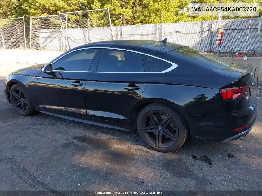 2019 Audi S5 Sportback Premium VIN: WAUA4CF54KA003720 Lot: 40083258