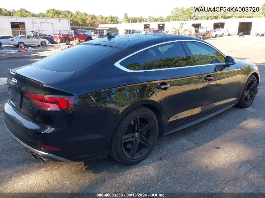 2019 Audi S5 Sportback Premium VIN: WAUA4CF54KA003720 Lot: 40083258