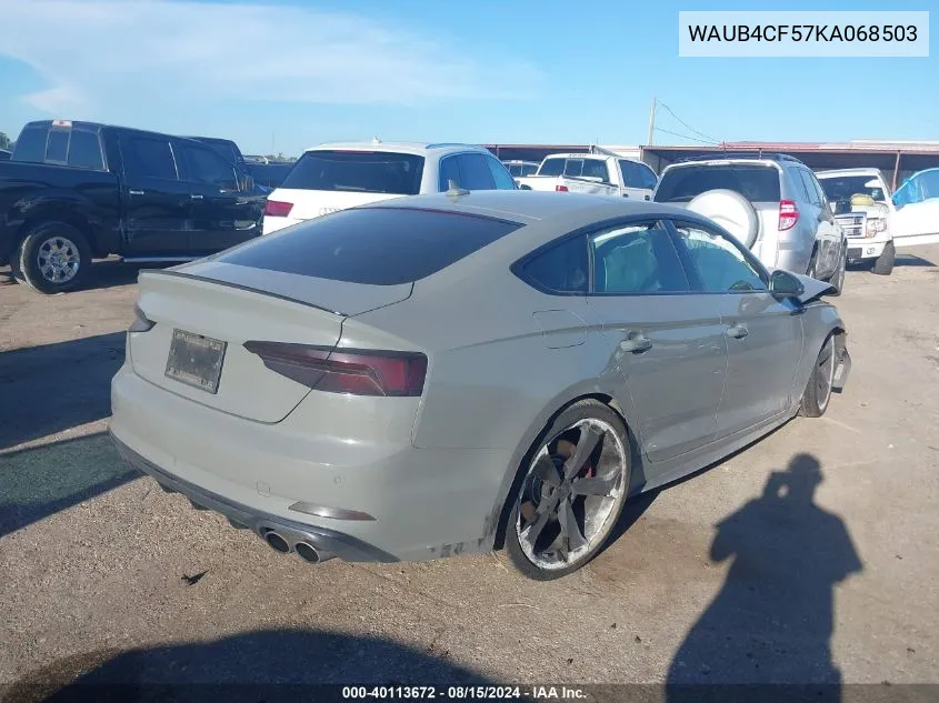 2019 Audi S5 3.0T Premium VIN: WAUB4CF57KA068503 Lot: 40113672