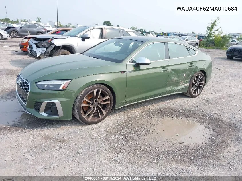 2021 Audi S5 Sportback VIN: WAUA4CF52MA010684 Lot: 12060061