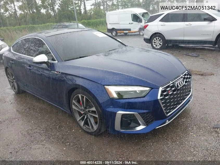 2021 Audi S5 Premium Plus VIN: WAUC4CF52MA051342 Lot: 40314225