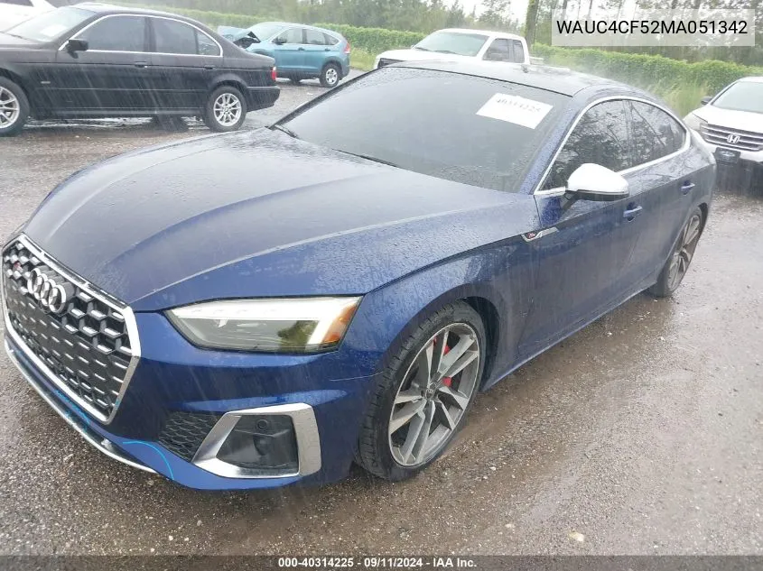 2021 Audi S5 Premium Plus VIN: WAUC4CF52MA051342 Lot: 40314225