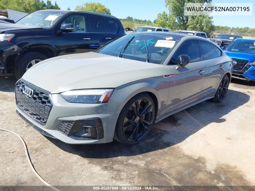 2022 Audi S5 Premium Plus VIN: WAUC4CF52NA007195 Lot: 40287899