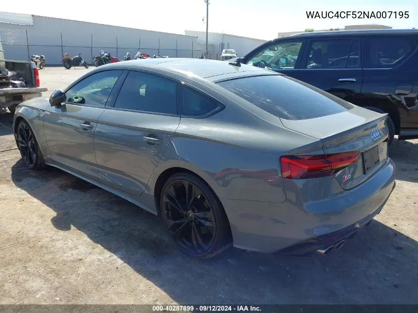 2022 Audi S5 Premium Plus VIN: WAUC4CF52NA007195 Lot: 40287899