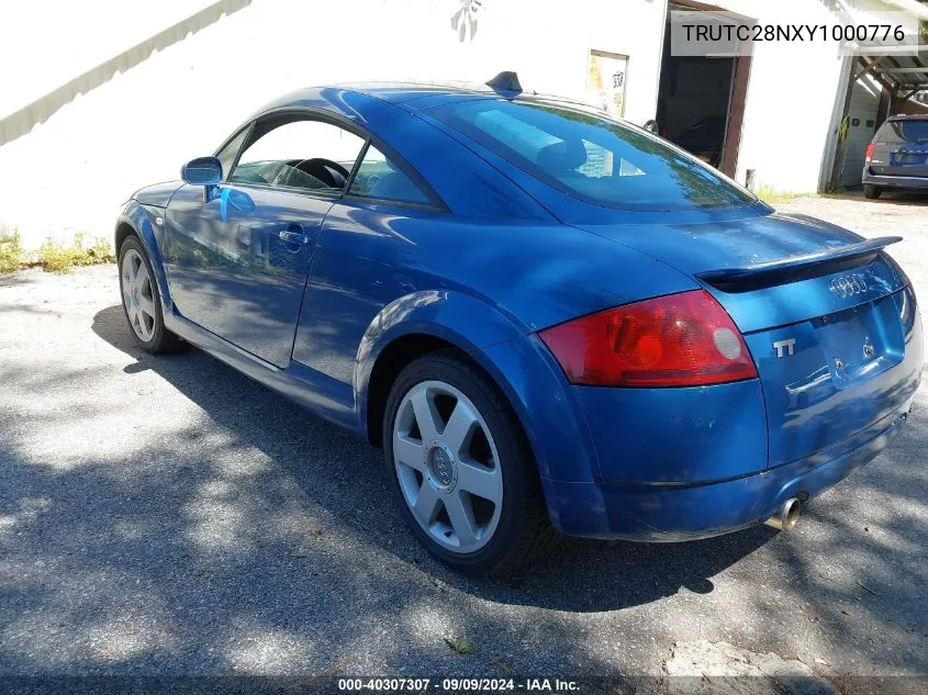 2000 Audi Tt VIN: TRUTC28NXY1000776 Lot: 40307307