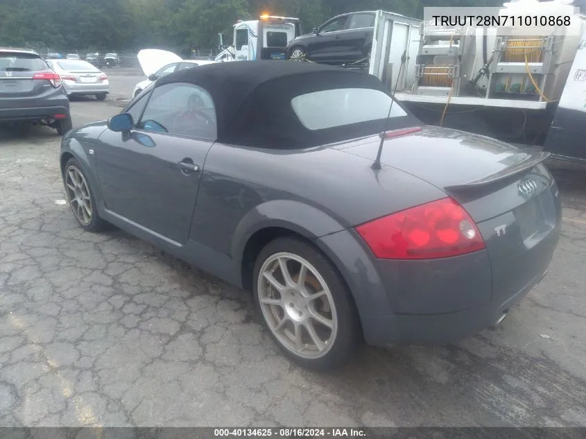 2001 Audi Tt Quattro VIN: TRUUT28N711010868 Lot: 40134625