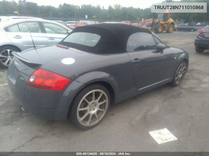 2001 Audi Tt Quattro VIN: TRUUT28N711010868 Lot: 40134625