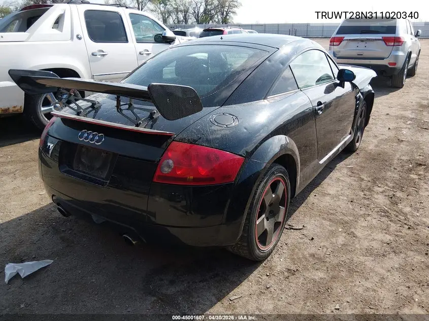 2001 Audi Tt VIN: TRUWT28N311020340 Lot: 45001607