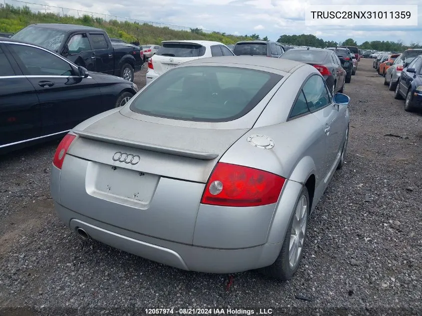 2003 Audi Tt VIN: TRUSC28NX31011359 Lot: 12057974