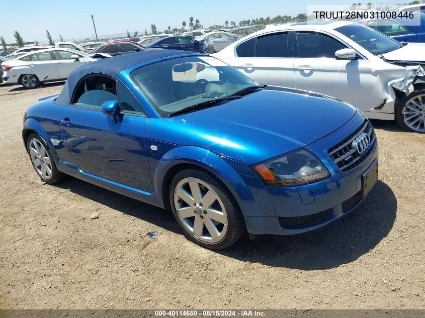 2003 Audi Tt 1.8L VIN: TRUUT28N031008446 Lot: 40114650