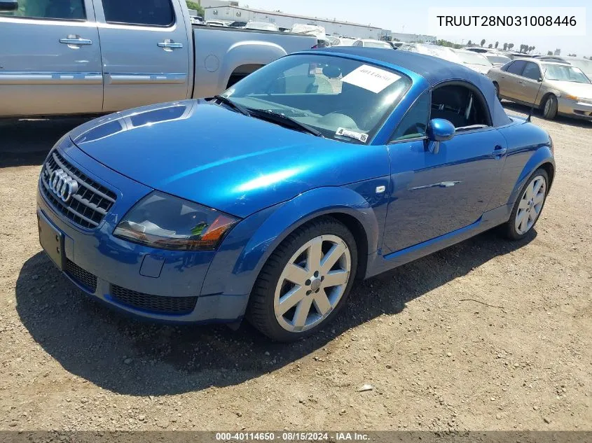 2003 Audi Tt 1.8L VIN: TRUUT28N031008446 Lot: 40114650