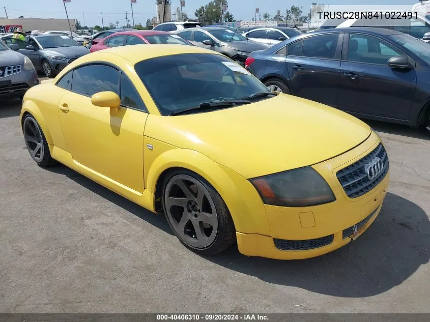 2004 Audi Tt 1.8L VIN: TRUSC28N841022491 Lot: 40406310