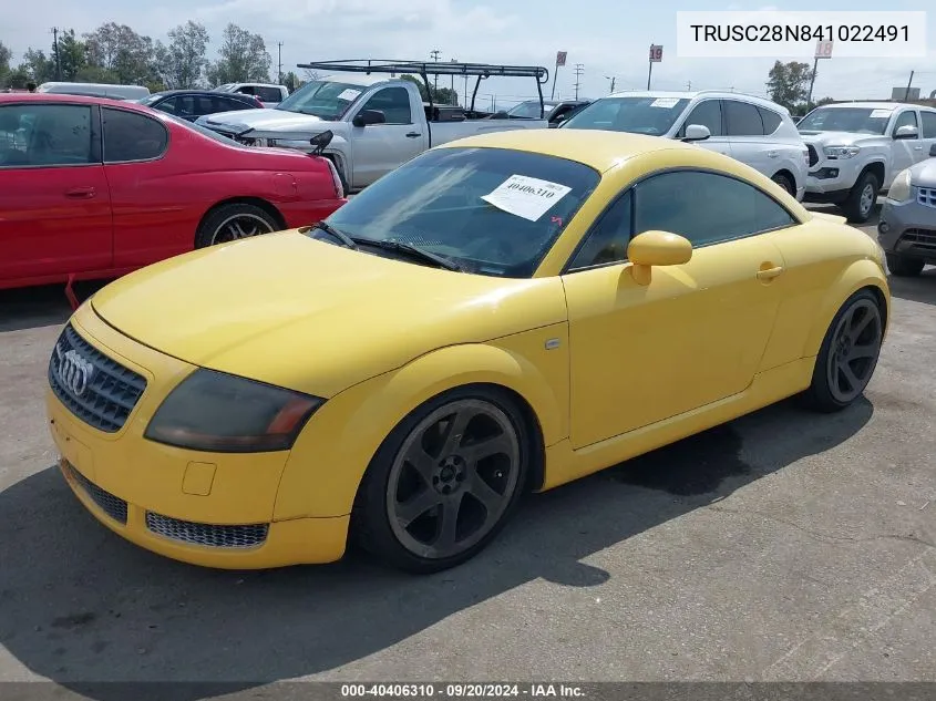 2004 Audi Tt 1.8L VIN: TRUSC28N841022491 Lot: 40406310