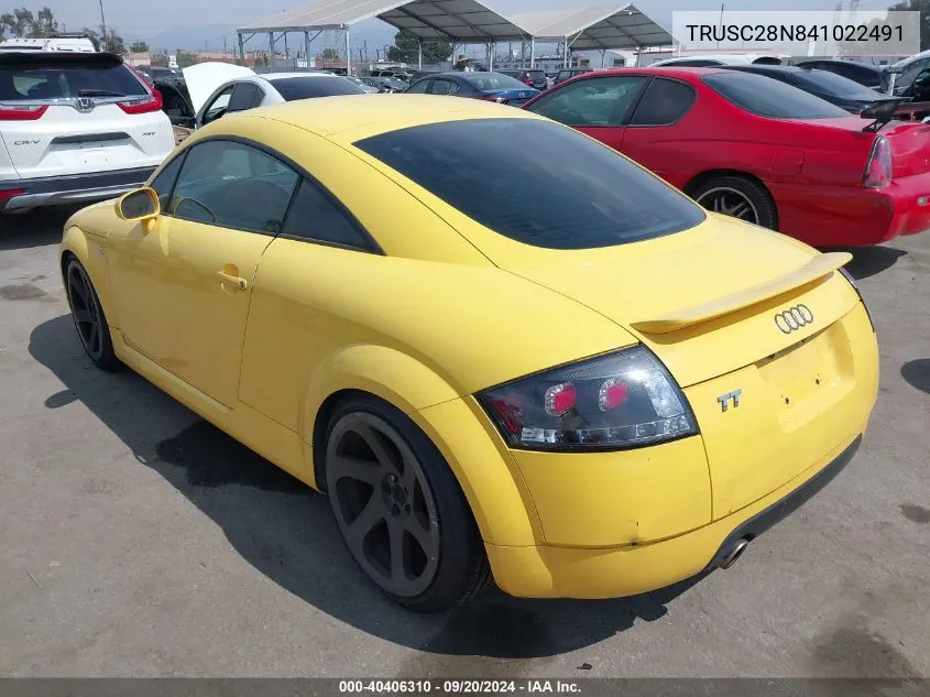 2004 Audi Tt 1.8L VIN: TRUSC28N841022491 Lot: 40406310