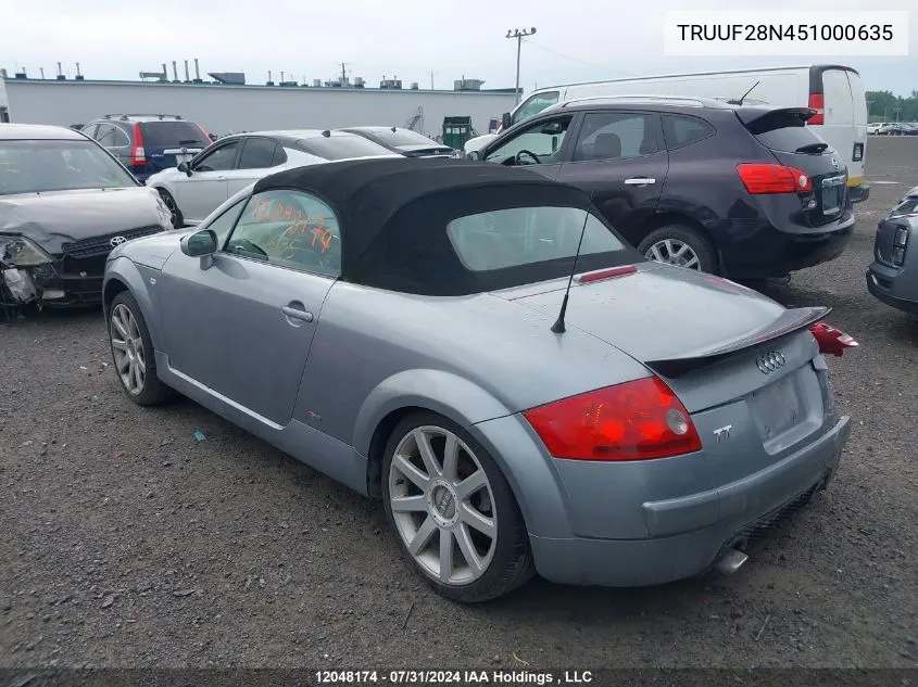 2005 Audi Tt VIN: TRUUF28N451000635 Lot: 12048174