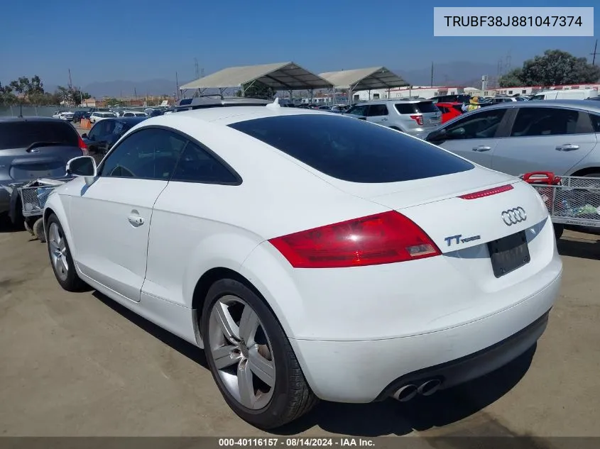 2008 Audi Tt 2.0T Premium VIN: TRUBF38J881047374 Lot: 40116157