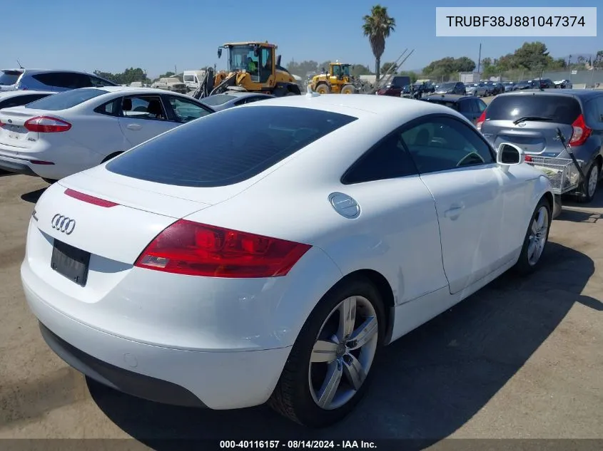 2008 Audi Tt 2.0T Premium VIN: TRUBF38J881047374 Lot: 40116157