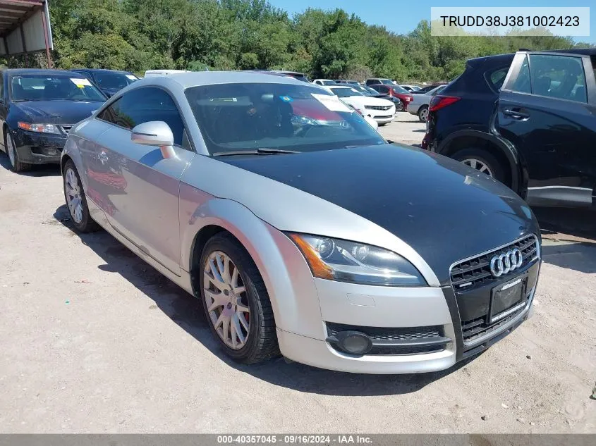 2008 Audi Tt 3.2 VIN: TRUDD38J381002423 Lot: 40357045