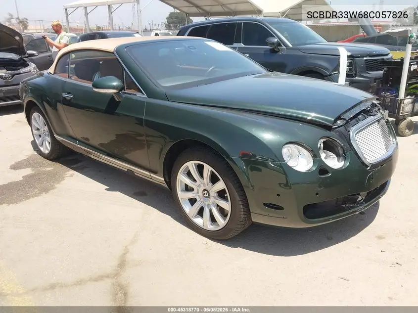 2008 Bentley Continental Gtc VIN: SCBDR33W68C057826 Lot: 45318770
