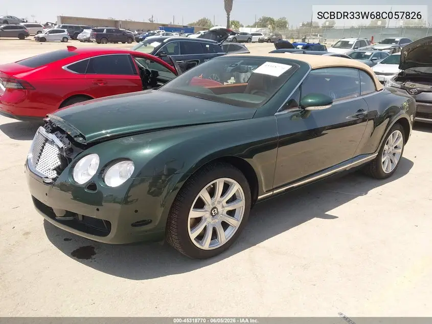 2008 Bentley Continental Gtc VIN: SCBDR33W68C057826 Lot: 45318770
