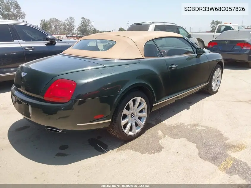 2008 Bentley Continental Gtc VIN: SCBDR33W68C057826 Lot: 45318770