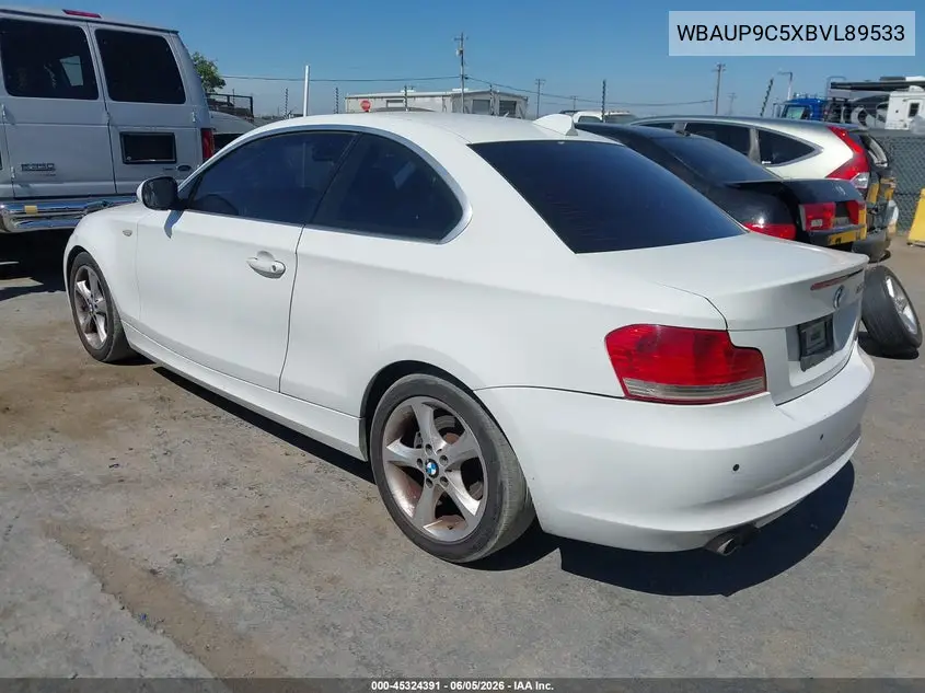 2011 BMW 128I VIN: WBAUP9C5XBVL89533 Lot: 45324391