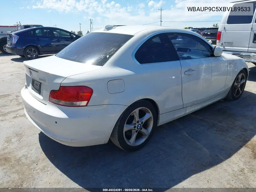 2011 BMW 128I VIN: WBAUP9C5XBVL89533 Lot: 45324391