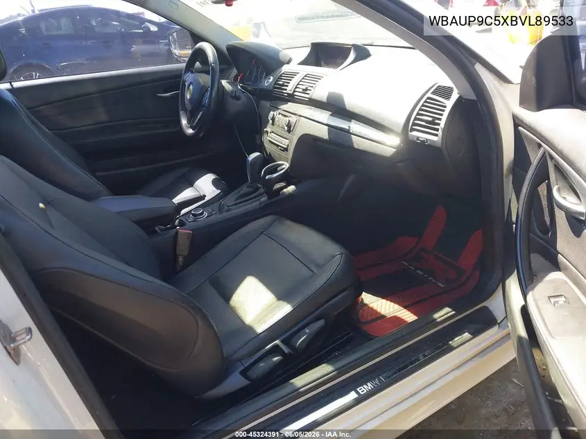 2011 BMW 128I VIN: WBAUP9C5XBVL89533 Lot: 45324391