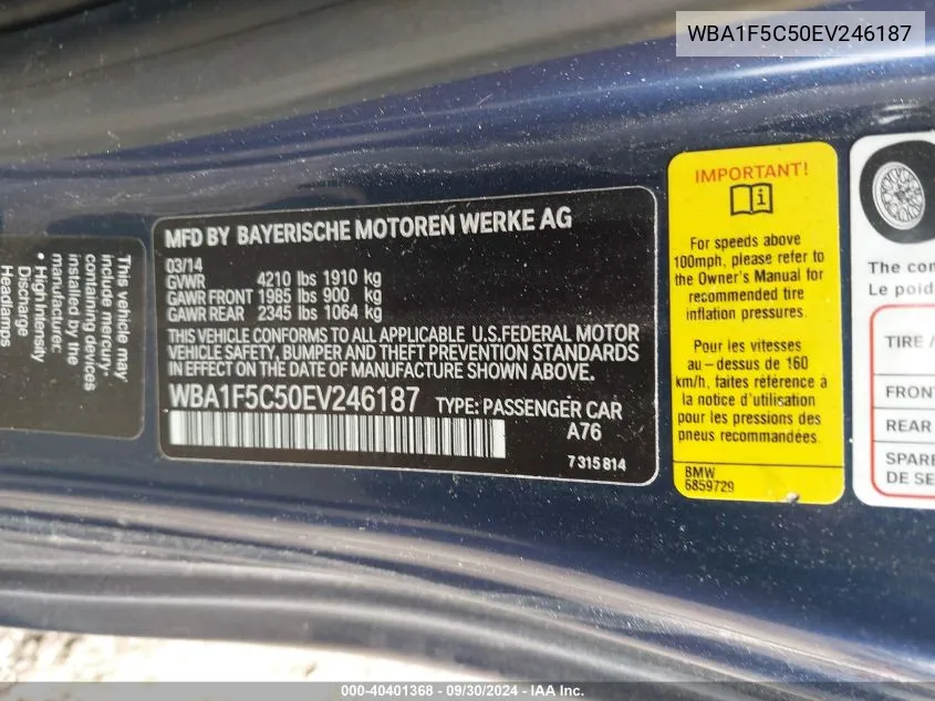 WBA1F5C50EV246187 2014 BMW 228I